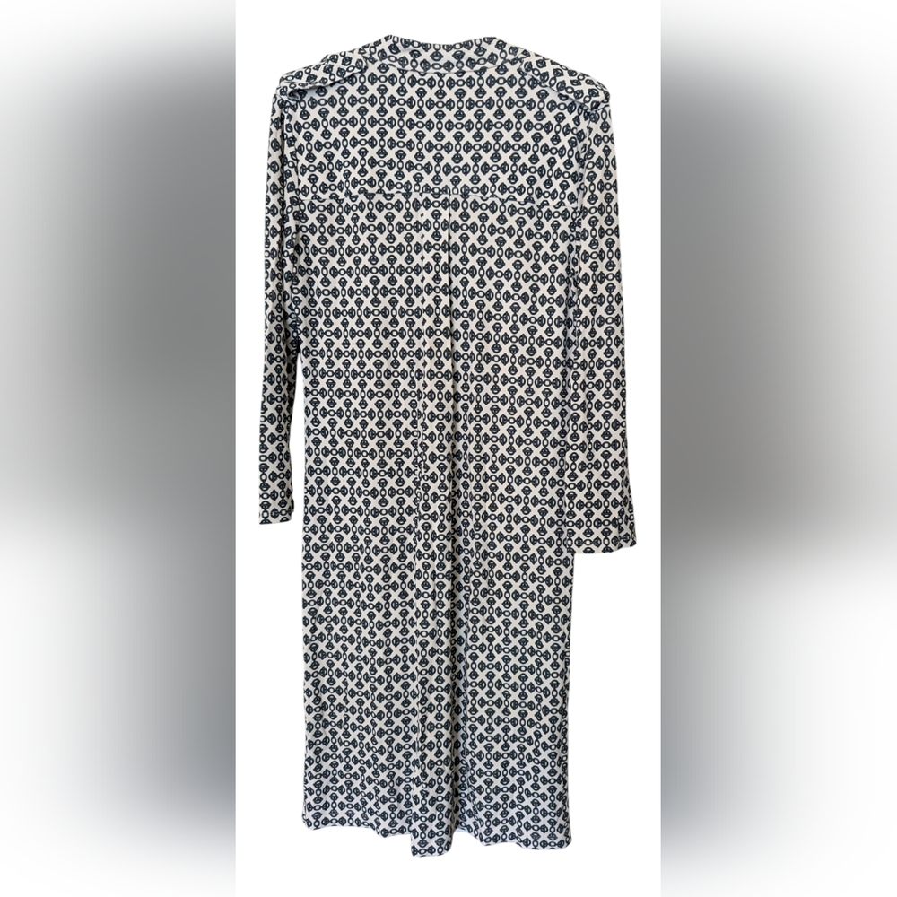 TORY BURCH Cream Green Printed Belted Midi Dress Womens Size Small - Picture 5 of 15